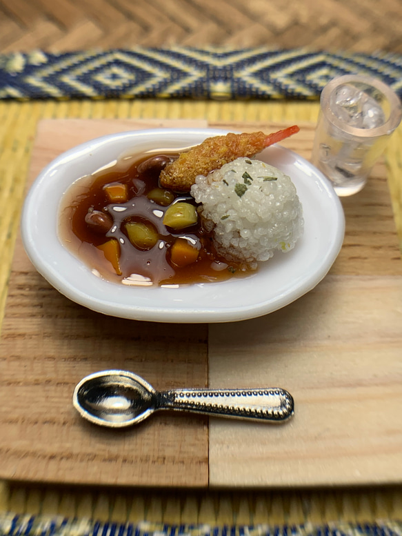 ◇ミニチュアフード カレーライス 海老フライ付き◇ その他置物