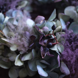水色紫陽花とスモークツリーの雨色リース✳︎ドライフラワー◎18センチ 3枚目の画像
