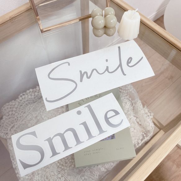 【 Smile 】真鍮風ステッカー 何処にでも貼れる ステッカー  玄関シール ドアサイン 1枚目の画像