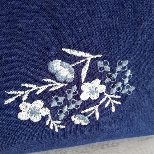 花柄刺繍のミニトートバッグ 知的なネイビー トートバッグ 花るり 通販
