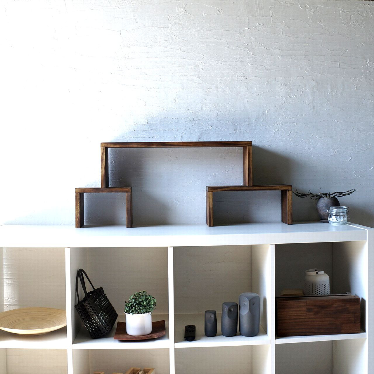 ３個セット 可動スリム収納 収納棚 カウンターキッチン周りにもかんたん収納 観葉植物 ウォールナットタイプ