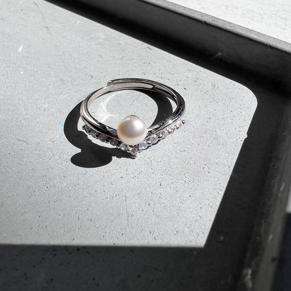 淡水パール　丸　6月誕生日石　925シルバー　リング　指輪　4 3枚目の画像