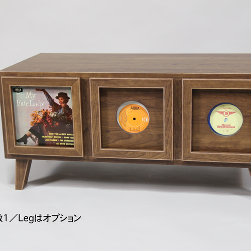 【こうめおじりん】レコードディスプレイキャビネット 完成品2024製＿7インチレコードフレーム＆引き出しのキャビネット