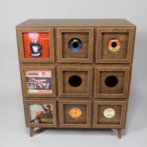 完成品2024製＿7インチレコードフレーム＆引き出しのキャビネット