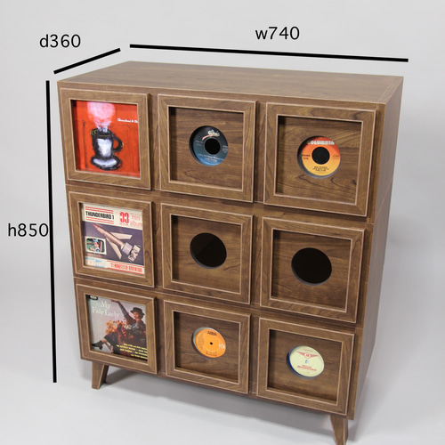 完成品2024製＿7インチレコードフレーム＆引き出しのキャビネット