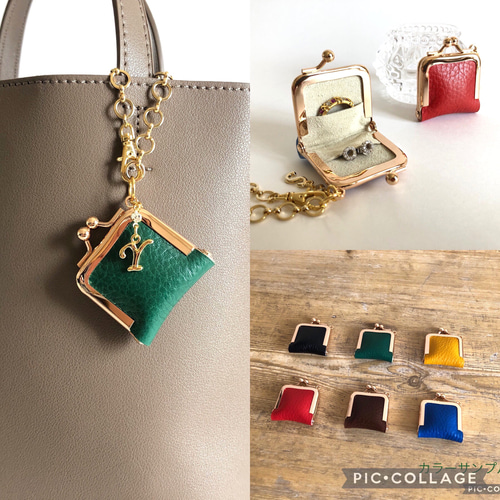 全5色》選べるイニシャル & チェーン ヌメ革のアクセサリー