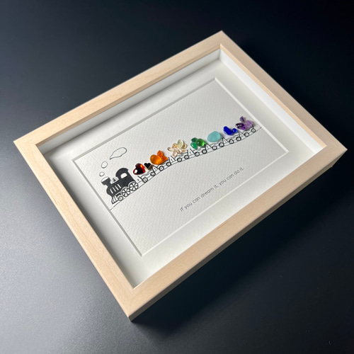 シーグラスアート『列車』 フレームアート/壁掛け/シーグラス シーグラスアート『列車』 フレームアート/壁掛け/シーグラス