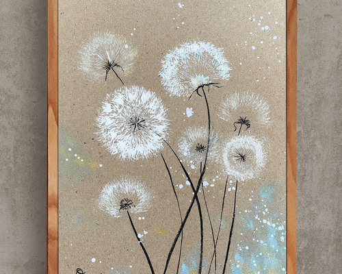 絵画　アクリル絵　額縁　ボード　タンポポ 絵画 アクリル絵 額縁 ボード タンポポ