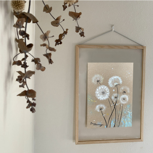 絵画　アクリル絵　額縁　ボード　タンポポ 絵画 アクリル絵 額縁 ボード タンポポ