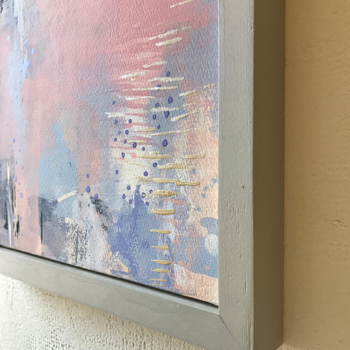 原画：夜明けの街【額装済み・送料無料】水彩（ガッシュ）抽象画 絵画