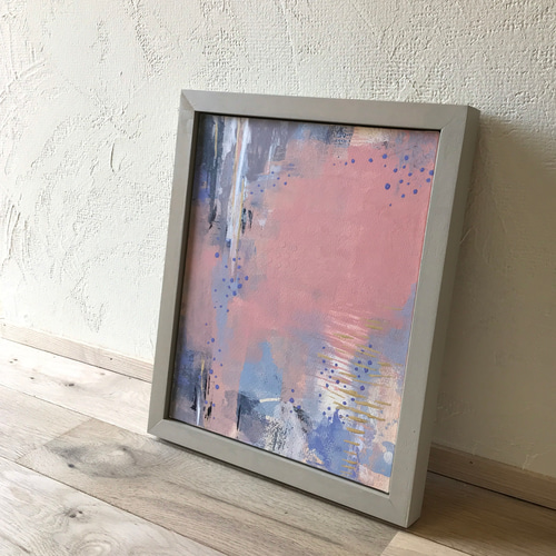 No3651 額装　作者不詳　抽象画　ガラス絵　紙箱付　絵画　アート　送料無料 No3651 額装 作者不詳 抽象画 ガラス絵 紙箱付 絵画 アート 送料
