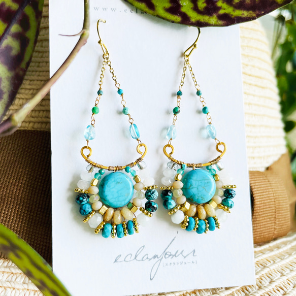 ターコイズのシーブルーピアス＆イヤリング【eclanjour】 ピアス  
