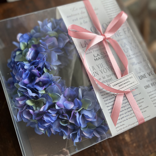 ブルーグリーンの小さめ紫陽花リース(20cm アーティフィシャル) リース