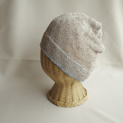 フレンチリネンのビーニー（手編みの帽子） 5枚目の画像