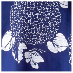 着物リメイク　浴衣の夏ワンピース/Aライン  注染  フリーサイズ　紫陽花 2枚目の画像