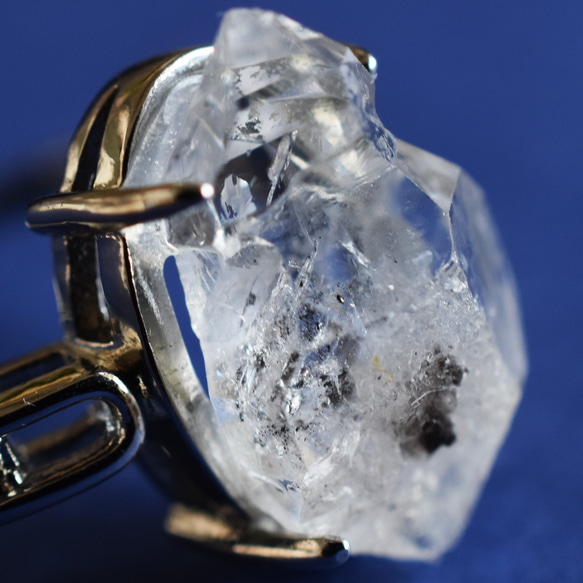 【1点もの・A】フリーサイズ　大粒　ニューヨークハーキマーダイヤモンドクォーツ　結晶　Silver925リング（指輪） 5枚目の画像
