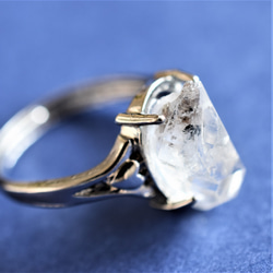 【1点もの・B】フリーサイズ　大粒　ニューヨークハーキマーダイヤモンドクォーツ　結晶　Silver925リング（指輪） 4枚目の画像