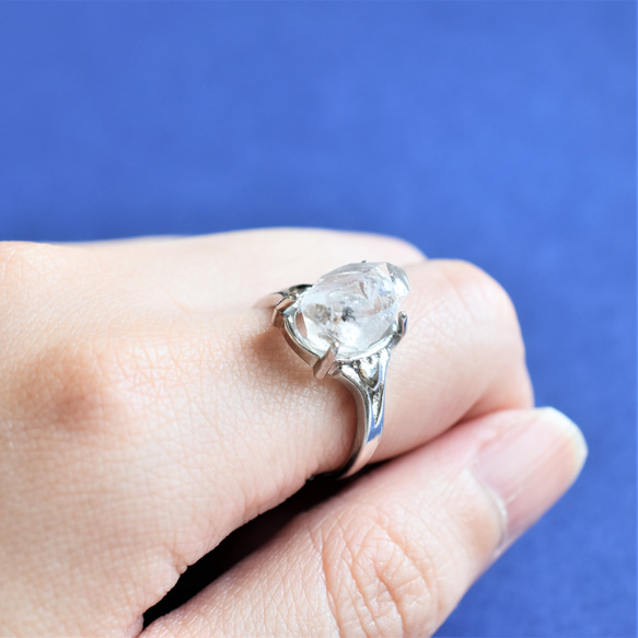 【1点もの・B】フリーサイズ　大粒　ニューヨークハーキマーダイヤモンドクォーツ　結晶　Silver925リング（指輪） 5枚目の画像