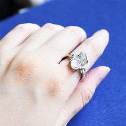 【1点もの・C】フリーサイズ　大粒　ニューヨークハーキマーダイヤモンドクォーツ　結晶　Silver925リング（指輪） 7枚目の画像