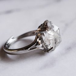 【1点もの・D】フリーサイズ　大粒　ニューヨークハーキマーダイヤモンドクォーツ　結晶　Silver925リング（指輪） 3枚目の画像