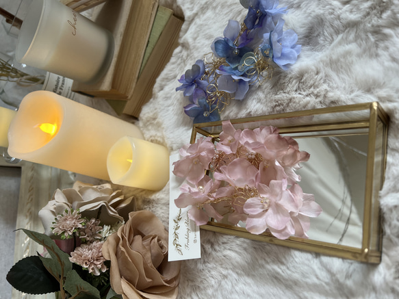 紫陽花　結婚式　ウェディング　ブライダル　大ぶりピアス　くすみブルー　くすみピンク 6枚目の画像