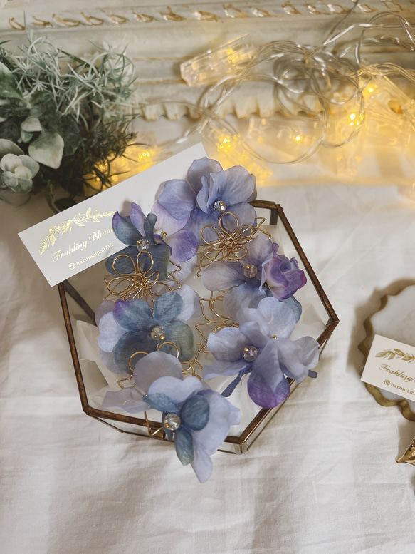 紫陽花　結婚式　ウェディング　ブライダル　大ぶりピアス　くすみブルー　くすみピンク 10枚目の画像