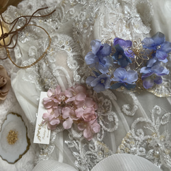 紫陽花　結婚式　ウェディング　ブライダル　大ぶりピアス　くすみブルー　くすみピンク 8枚目の画像