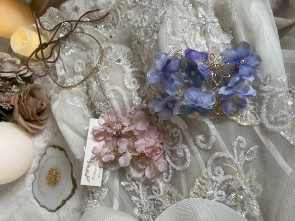 紫陽花　結婚式　ウェディング　ブライダル　大ぶりピアス　くすみブルー　くすみピンク 8枚目の画像