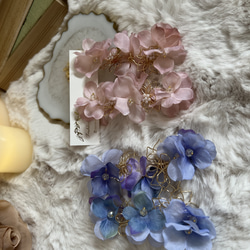 紫陽花　結婚式　ウェディング　ブライダル　大ぶりピアス　くすみブルー　くすみピンク 5枚目の画像