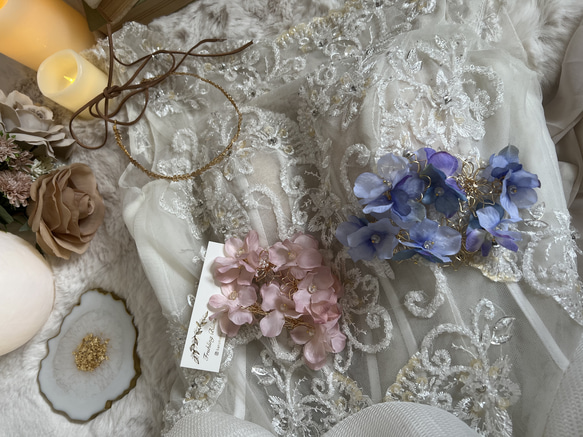紫陽花　結婚式　ウェディング　ブライダル　大ぶりピアス　くすみブルー　くすみピンク 7枚目の画像