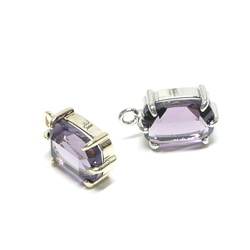新品【1】紫水晶色玻璃長方形銀罐吊飾 NF 第4張的照片