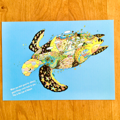 新海亀 青 アートイラスト ポスター A4/B4/A3 イラスト kiccom 通販