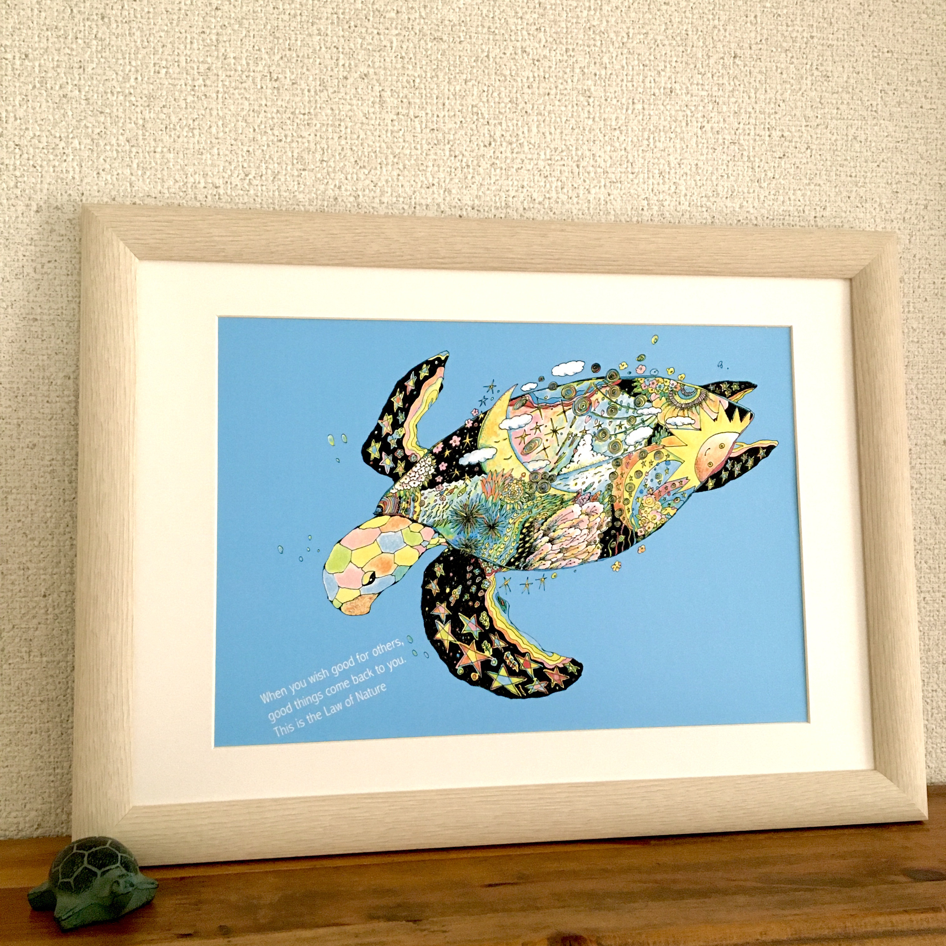 新海亀 青 アートイラスト ポスター A4/B4/A3 イラスト kiccom