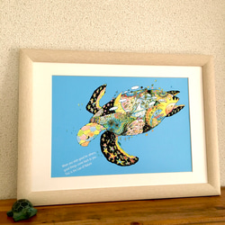 新海亀 青 アートイラスト ポスター A4/B4/A3 イラスト kiccom 通販