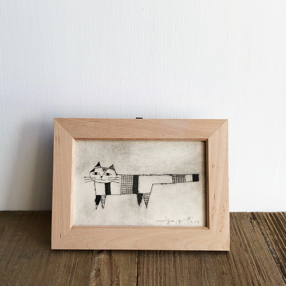 紙版画作品「みけねこ」/cats_good_friend_cats 仲良しねこのシリーズ