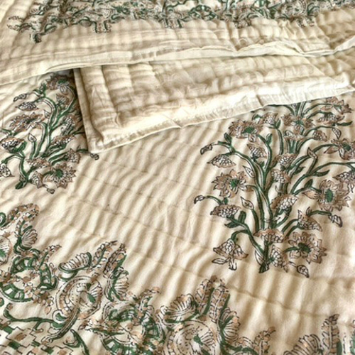 良質インド綿 ブロックプリント ハンドキルトケット 夏布団 その他