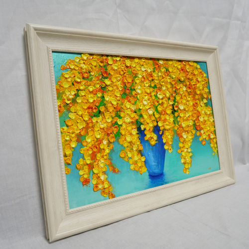 油絵 油彩 油彩画 絵 絵画【ミモザの道】 油絵 油彩 油彩画 絵 絵画 【ミモザの道】 絵画 HR 通販