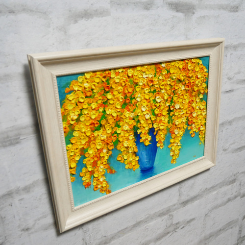 油絵 油彩 油彩画 絵 絵画 【ミモザのトンネル】 油絵 油彩 油彩画 絵 絵画 【ミモザのトンネル】