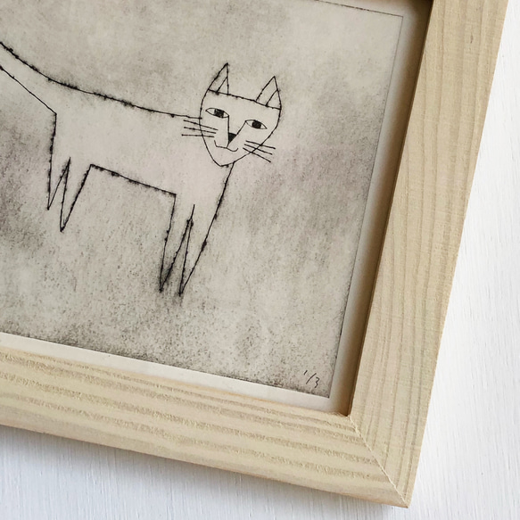 紙版画「白ねこ」/cats_good_friend_cats  仲良しねこのシリーズより 5枚目の画像