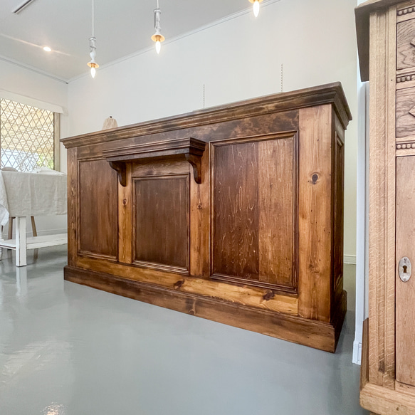 ケーキ屋さん お菓子屋さん 雑貨屋 アンティークカウンター ウッドカウンター レジ台 W1800 オーダーメイド店舗什器 