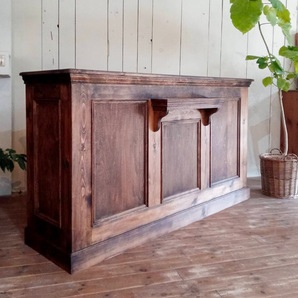 ケーキ屋さん お菓子屋さん 雑貨屋 アンティークカウンター ウッドカウンター レジ台 W1800 オーダーメイド店舗什器 