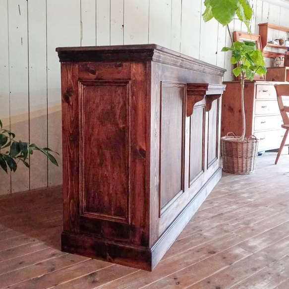 ケーキ屋さん お菓子屋さん 雑貨屋 アンティークカウンター ウッドカウンター レジ台 W1800 オーダーメイド店舗什器 