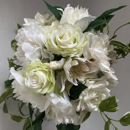 芍薬ブーケ、ピオニーホワイト アートフラワー Flower story