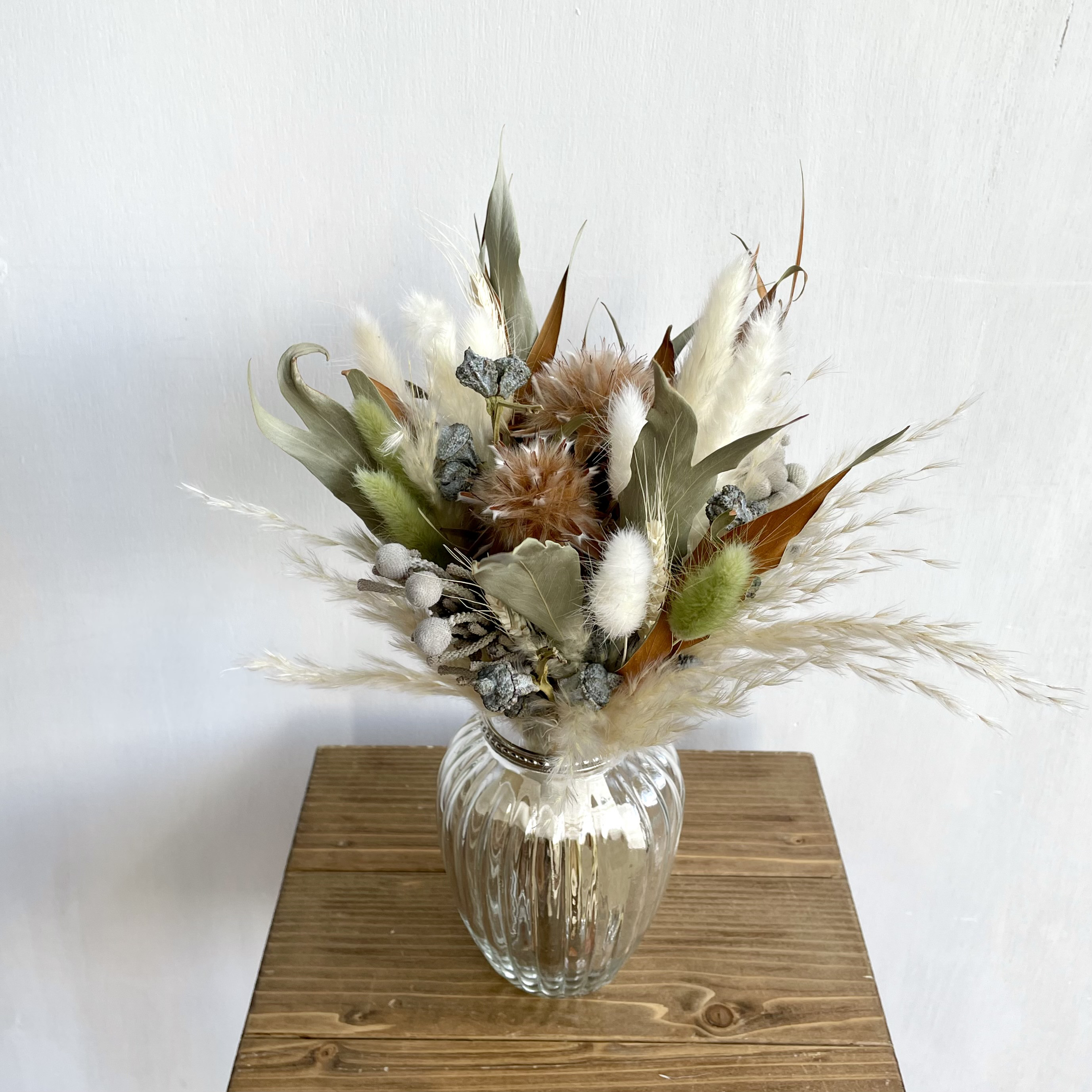 ドライフラワーブーケとフラワーベースセット / プルモーサム ・ユーカリグロボラス