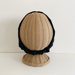 2way 規格♡帶可拆卸絲帶的頭巾蓬鬆柔軟材料日本製造優質 100% 棉竹節雙層紗布黑色 第6張的照片