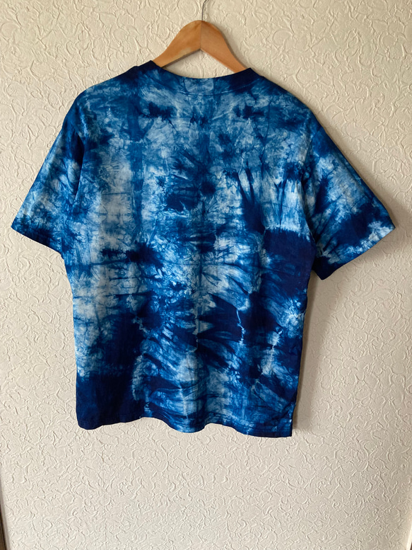 天然藍染　カジュアルTシャツ半袖　男性用 LL 2枚目の画像