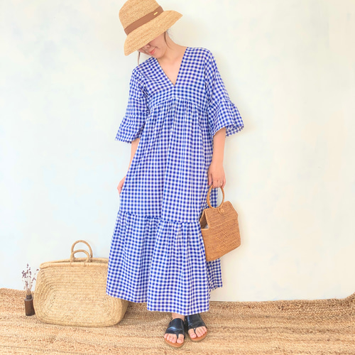 ※とふまち・フレンチリネンマキシワンピース 前後2way フレンチリネンマキシワンピース 前後2way
