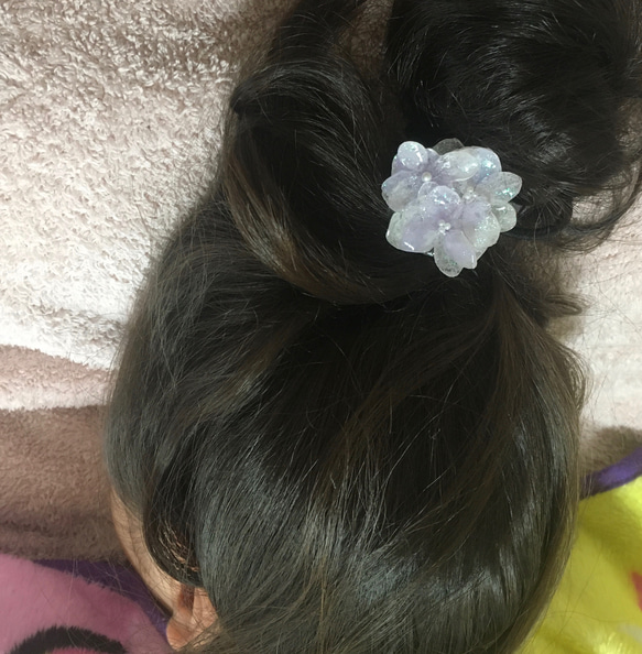 本物紫陽花ヘアゴムパープル 5枚目の画像