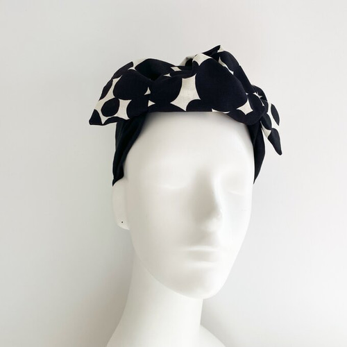 ドット 水玉模様 白黒 モノトーン 生まれ変わっ ヘアターバン ヘア  