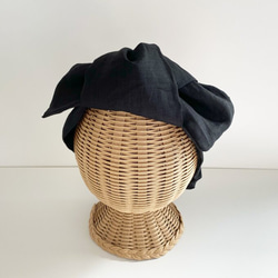2way♡豪華亞麻頭巾黑色天然材料日本製造高品質亞麻亞麻麵料 第2張的照片